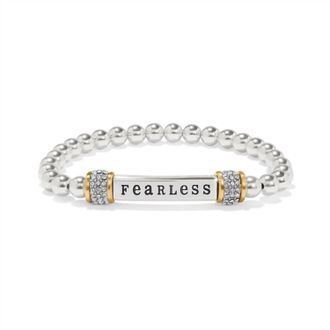 Brighton Womens Meridian Fearless Two Tone Stretch Bracelet In Silver Gold