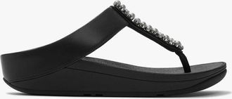 FitFlop Womens FitFlop FINO PEARLS AND CRYSTAL Womens Toe-Post Sandals Black - Size: 3
