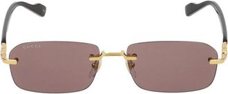 Gucci Goud Havana Bruin Zonnebril - Heren - Zonnebrillen - Geel - 56 MM - Accessoires