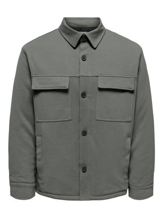 Only & Sons Langarmhemd ONLY & SONS ONSNEWKODYL SHACKET SWEAT, Herren, Gr. XXL, N-Gr, grau (castor gray), Web, Obermaterial: 62% Polyester, 33% Viskose, 5% Elasth