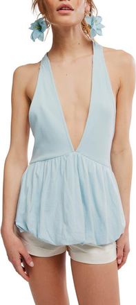 Free People Paige Peplum Halter Top in Starlight Blue at Nordstrom, Size X-Small
