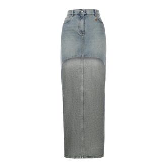 Courr&egrave;ges Denim Skirts, female, Blue, Size: W26 Denim Midi Skirt