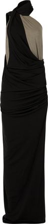 Entire studios Draped Two-Tone Maxi Dress with Asymmetrical Layers