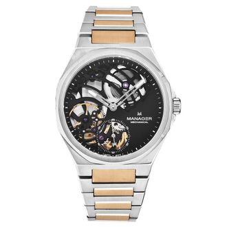 Manager Watches Revolution Manual Wind Black Dial Mens Watch MAN-RM-06-BM