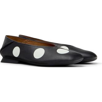Camper Casi Myra Twins Polka Dot Ballerina Flat in Black at Nordstrom, Size 40