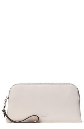 Kate Spade New York halo leather medium wristlet in Cream at Nordstrom