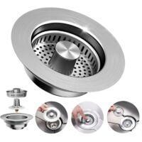 OEM Colador De Fregadero 3 En 1 Para Fregaderos Y Lavabos De Cocina, Acero Inoxidable 304, Di&aacute;metro Del Orificio De 75 A 86 Mm, Profundidad De 40 Mm, Cola