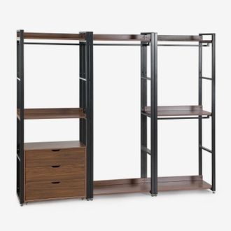 Sklum Armario Modular Abierto De 3 Piezas Con Cajones En Acero Y Madera Ariaster Sklum