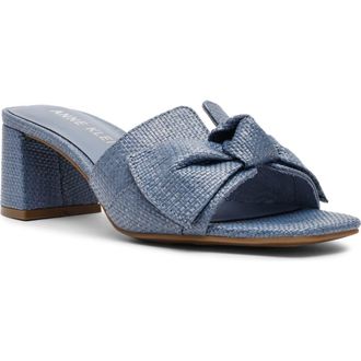 Anne Klein Kizmet Bow Slide Sandal in Blue Raffia at Nordstrom, Size 9.5