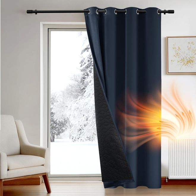 Deconovo Thermovorhang Kälteschutz, Gardinen mit Ösen gegen Kälte, Wärmeisolierend Vorhang Verdunkelung Wohnzimmer, 245x280cm(HöhexBreite), Taupe, 1 Stück ab 45,49 €