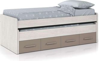 F.R.S. Frs - Cama Compacta Juvenil Ares Plus Acabado Blanco Alpes/basalto, 69cm(alto) 198cm(ancho) 96cm(largo)