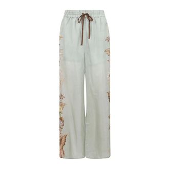 Zimmermann Wide Trousers, female, Multicolor, Size: S Floral Straight Leg Drawstring Pants
