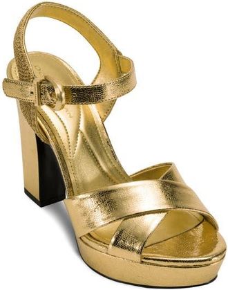 DKNY Stefania Ankle Strap Platform Sandal in Gold at Nordstrom, Size 9.5