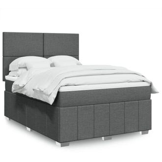 vidaXL Vidaxl - Cama Box Spring Con Colch&oacute;n Tela Gris Oscuro 140x200 Cm