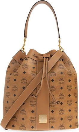 MCM Dessau Bucket Bag - Dames - Schoudertassen - Bruin - ONE Size - Su&egrave;de - Tassen