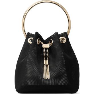 Jimmy Choo London Bon Bon Mesh Top Handle Pouch in Black/light Gold at Nordstrom