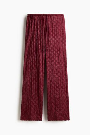 H&M Lace-look Drawstring Trousers in Dark Pink at Nordstrom, Size Xx-Large