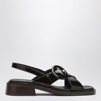 Prada Brushed leather sandals with a burnt color buckle