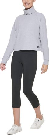 Calvin Klein Performance Ribbed Long-Sleeve Turtleneck Top In Pearl Gray Heather