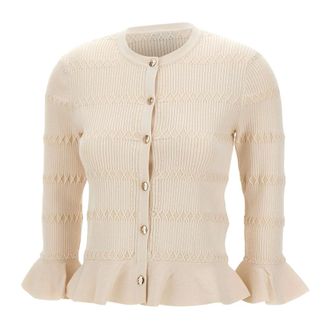 Liu Jo Cardigans, female, White, Size: L Viscose-Blend Cardigan