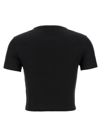 Fendi Logo-Embroidered Ribbed Cotton T-Shirt - Black