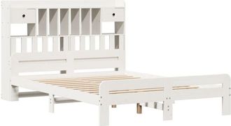vidaXL Cama Con Estanter&iacute;a Sin Colch&oacute;n Madera Maciza Blanca 140x190 Cm Vidaxl