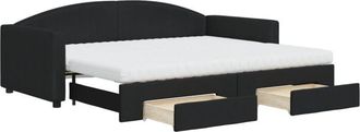 vidaXL Vidaxl - Sofá cama nido con cajones tela negro 90x200 cm