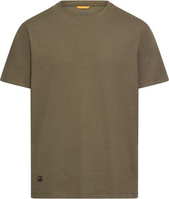 Camel Active T-Shirt CAMEL ACTIVE, Herren, Gr. XXL, deep olive, Jersey, Obermaterial: 71% Baumwolle, 25% Polyester, 4% Elasthan, unifarben, normal h&uuml;ftbedeckend, R
