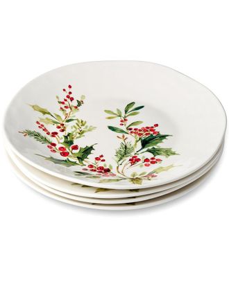 Certified International Holly & Vines Set Of 4 Dinner Plates