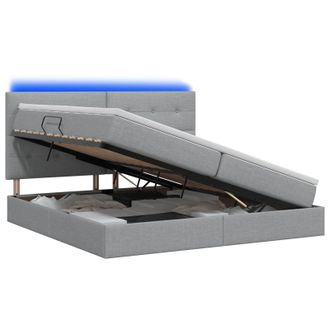 vidaXL Cama De Almacenamiento Led Con Colch&oacute;n Gris Claro 200 X 200 Cm Vidaxl