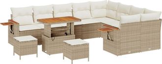 vidaXL Garden Sofa Set 12 pcs Beige and cream 90 x 55 x 71 cm Vidaxl