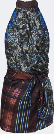 Dries Van Noten Printed halterneck silk twill top