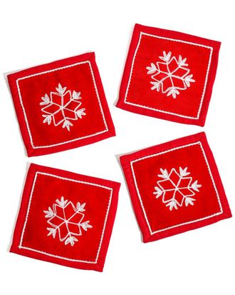 Tiramisu Snowflake Sparkle Embroidered Cocktail Napkins