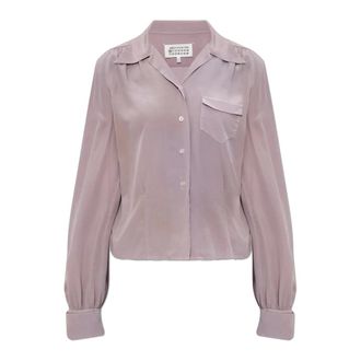 Maison Margiela Shirts, female, Pink, Size: XS Long-sleeved Silk Shirt