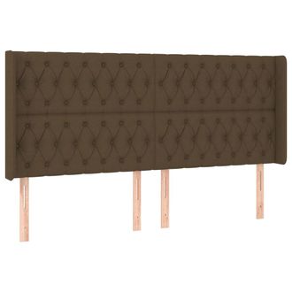 vidaXL Cabecero Con Orejas De Tela Marr&oacute;n Oscuro 203x16x118/128 Cm Vidaxl