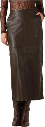 Co'Couture Bruine Midi Rok voor Herfst-Winter - Dames - Midirokken - Bruin - XS - Rokken