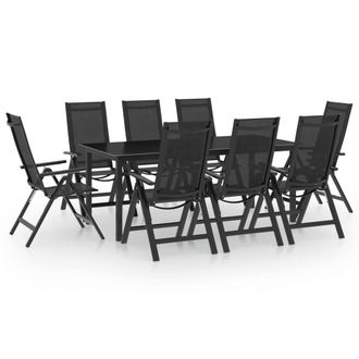 Berkfield Home 9 Piece Garden Dining Set Aluminium Anthracite in Black