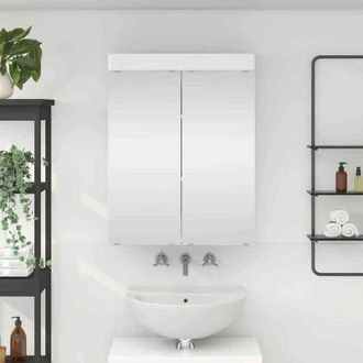 vidaXL vidaXL Mobiletto per specchio da bagno con porta TULUM Bianco Lucido