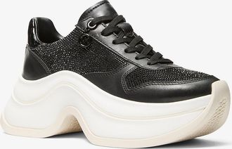 Michael Kors Arla Embellished Leather Trainer