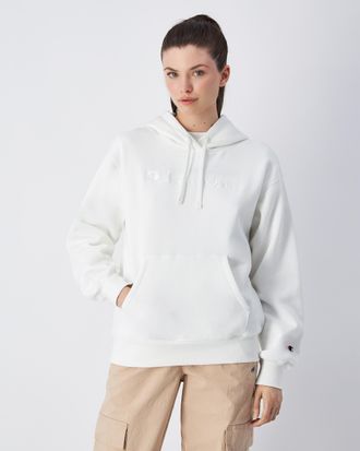 Champion Kapuzensweatshirt CHAMPION, Damen, Gr. L (42/44), weiss (str), Sweatware, Obermaterial: 70% Baumwolle, 30% Polyester, unifarben, hoch geschlossener Au