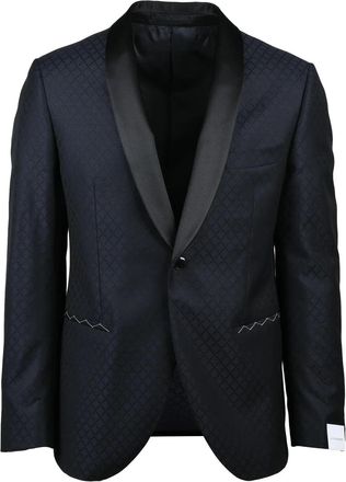 Lubiam Luigi Bianchi Black Jacket with Satin Lapel