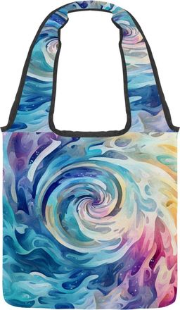 Generic Artistic Flowing Mysterious Swirl Texture Reversible Canvas Shoulder Tote - Double-Sided Print, 12oz Cotton, 27cm Drop, Fold-Flat Bag for Travel, Shop