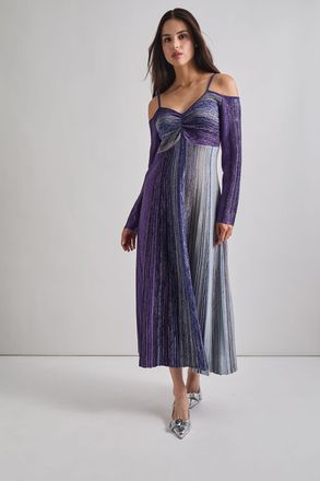 Misook Modern Fit Empire Shimmer Lurex Knit Maxi Dress