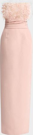 Oscar De La Renta Strapless Dramatic Point D & apos;esprit Silk Column Gown