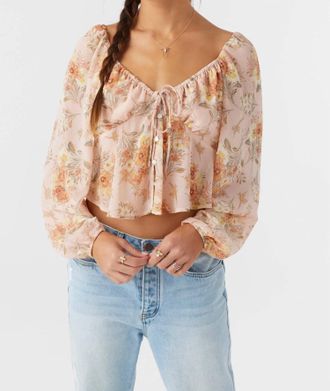 O'Neill Noa Naya Floral Long Sleeve Top In Rose Dust