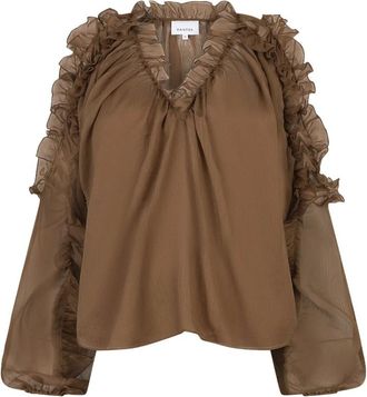 Dante6 Dames, Blouses & Shirts, Bruin, Maat: M Chiffon