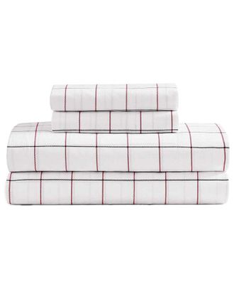 Tommy Hilfiger 200 Thread Count Glasgow Windowpane Cotton Percale Sheet Set