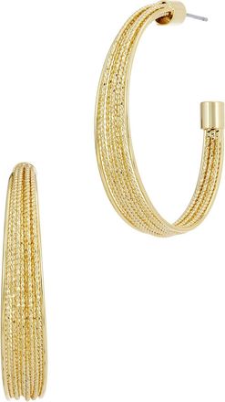 Savvy Cie Jewels 18K GOLD PLATED DIAMOND CUT LARGE HOOP EARRINGS