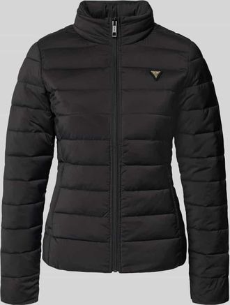 Guess Steppjacke mit Stehkragen und Label-Detail in Black, Gr&ouml;&szlig;e XS