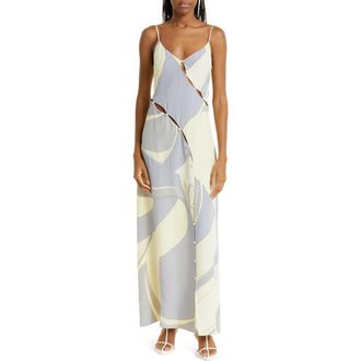 Sir. Adrianna Keyhole Cutout Silk Maxi Slipdress in Cesco Print at Nordstrom Rack, Size 1 (Fits Like 4 Us)